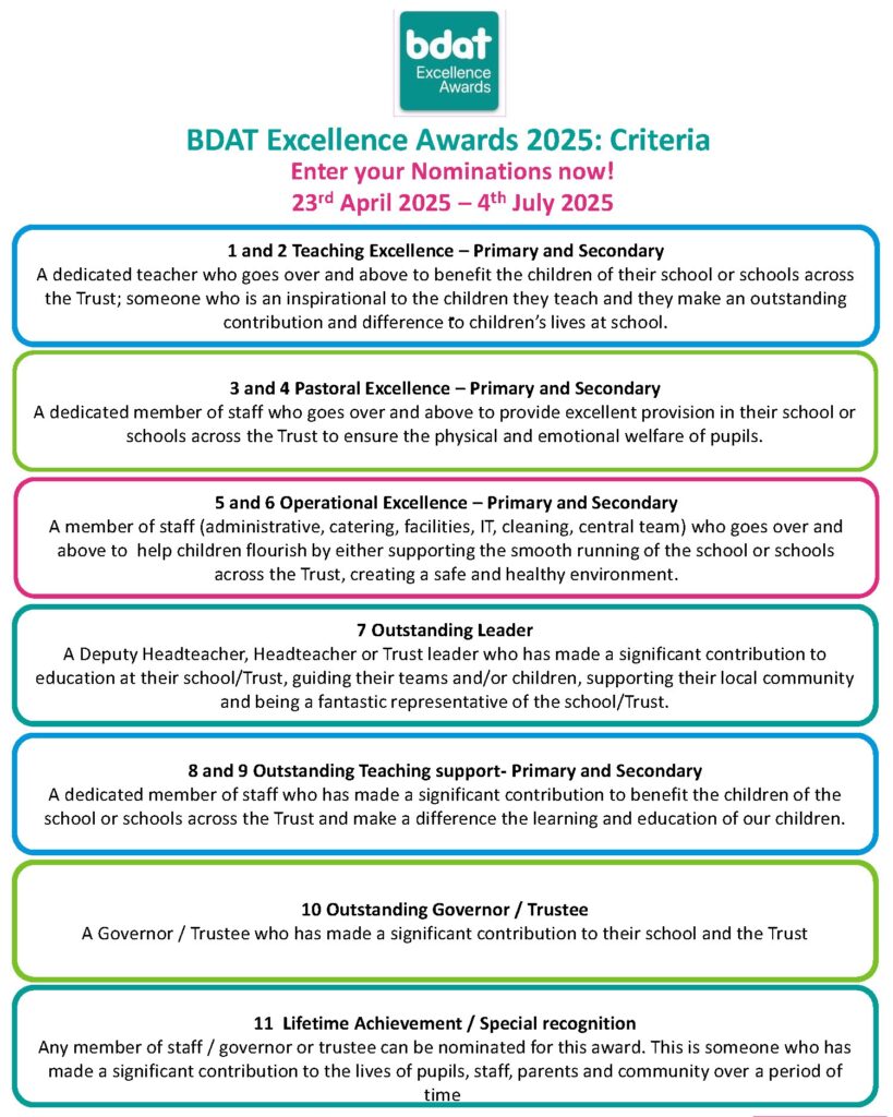 BDAT Staff Excellence Awards - Bradford Diocesan Academies Trust
